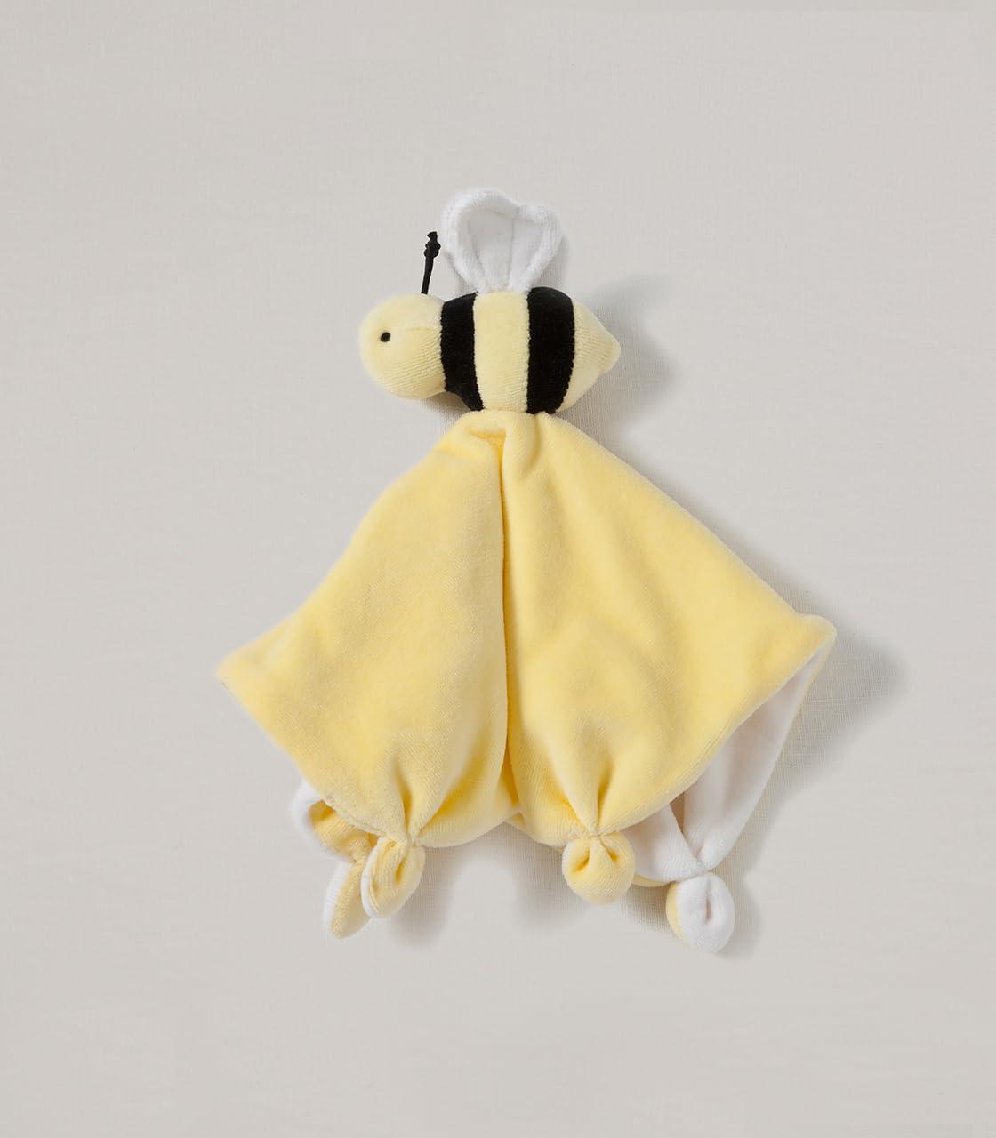 imageBurts Bees Baby Baby Plush Toy Lovey Hold Me Bee Stuffed Security Blanket Infants Comfort Object Made with Organic Velour Shell with Polyester Sunshine Color Size 12x12x3 InchesBee Lovey