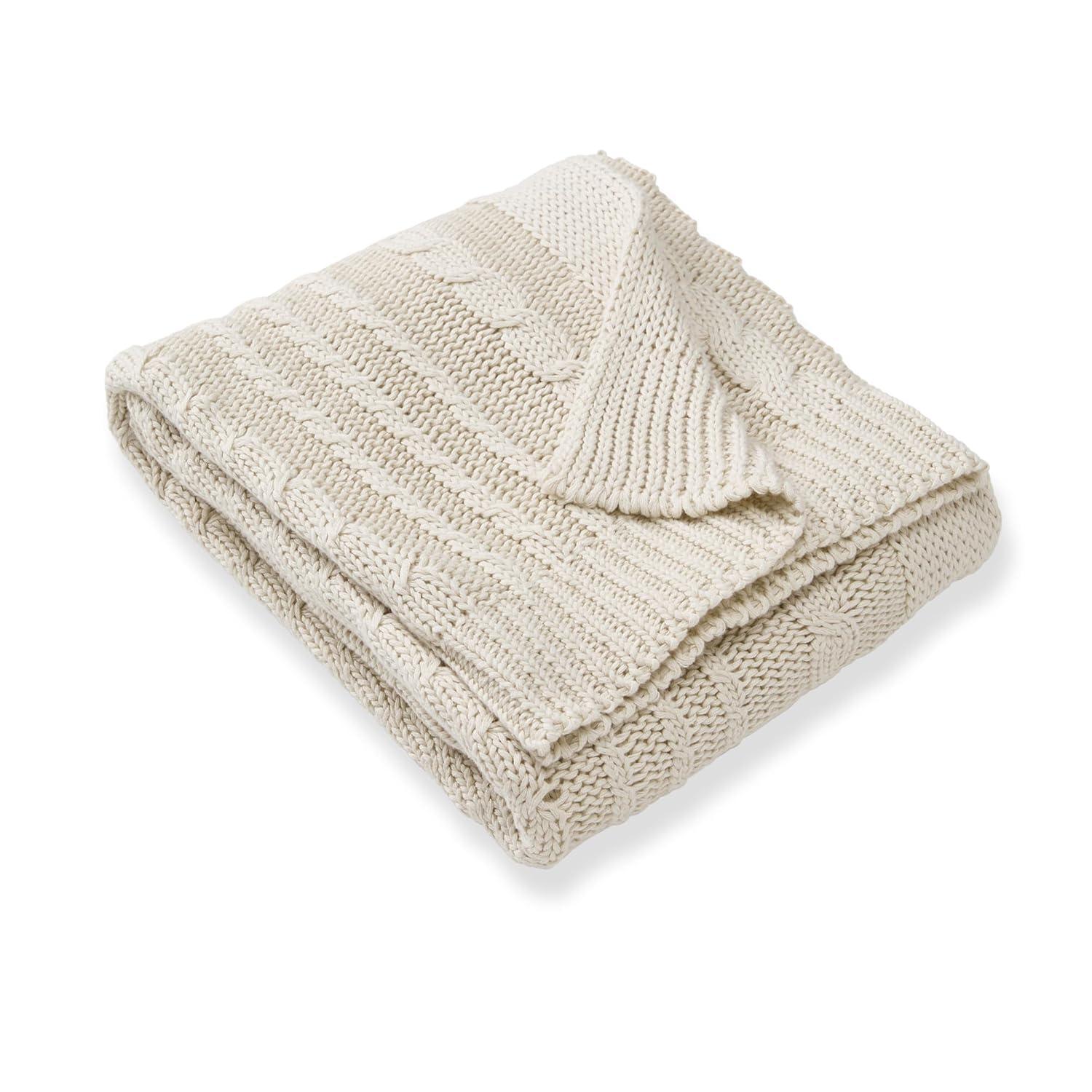 imageBurts Bees Baby Infant Blanket Cable Knit Made with 100 Soft Breathable Organic Cotton Nursing Blankets Machine Wash Baby Newborn Essentials Size 30 x 40 InchOat