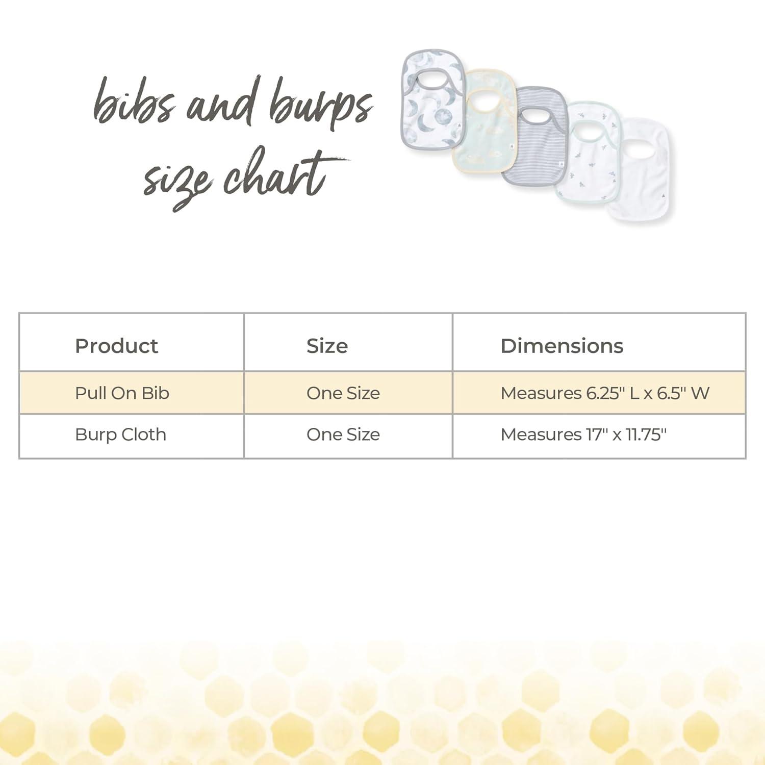 imageBurts Bees Baby Infant Burp Cloths 100 Organic Cotton Extra Absorbent Soft Fabric Drool Cloths 5Pack Newborn MustHave Essential Large Burping Cloths One Size 17 x 1175 InchesHello Moon