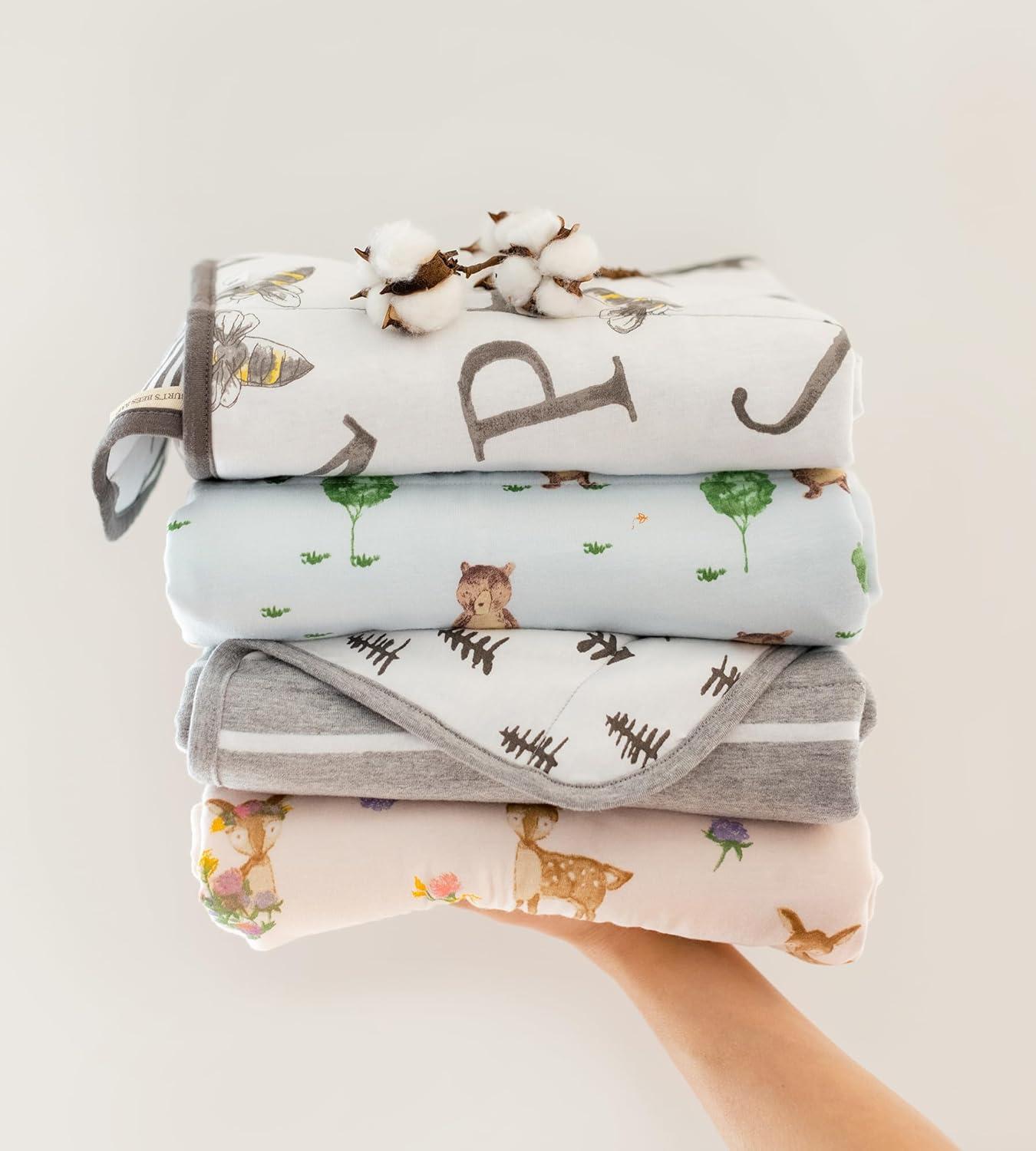 imageBurts Bees Baby Infant Reversible Blankets 100 Organic Cotton GOTS Certified  Pine Forest Prints with Quilting Pattern Soft Nursery Blanket with 100 Polyester Fill for Size 30 x 40 InchAbeec