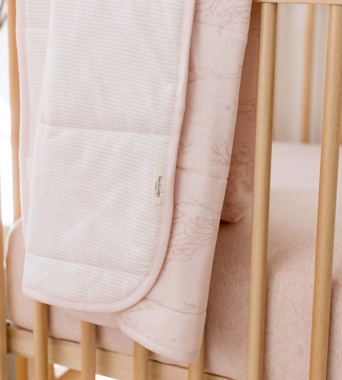 imageBurts Bees Baby Infant Reversible Blankets 100 Organic Cotton GOTS Certified  Pine Forest Prints with Quilting Pattern Soft Nursery Blanket with 100 Polyester Fill for Size 30 x 40 InchSwaying Branches Pink