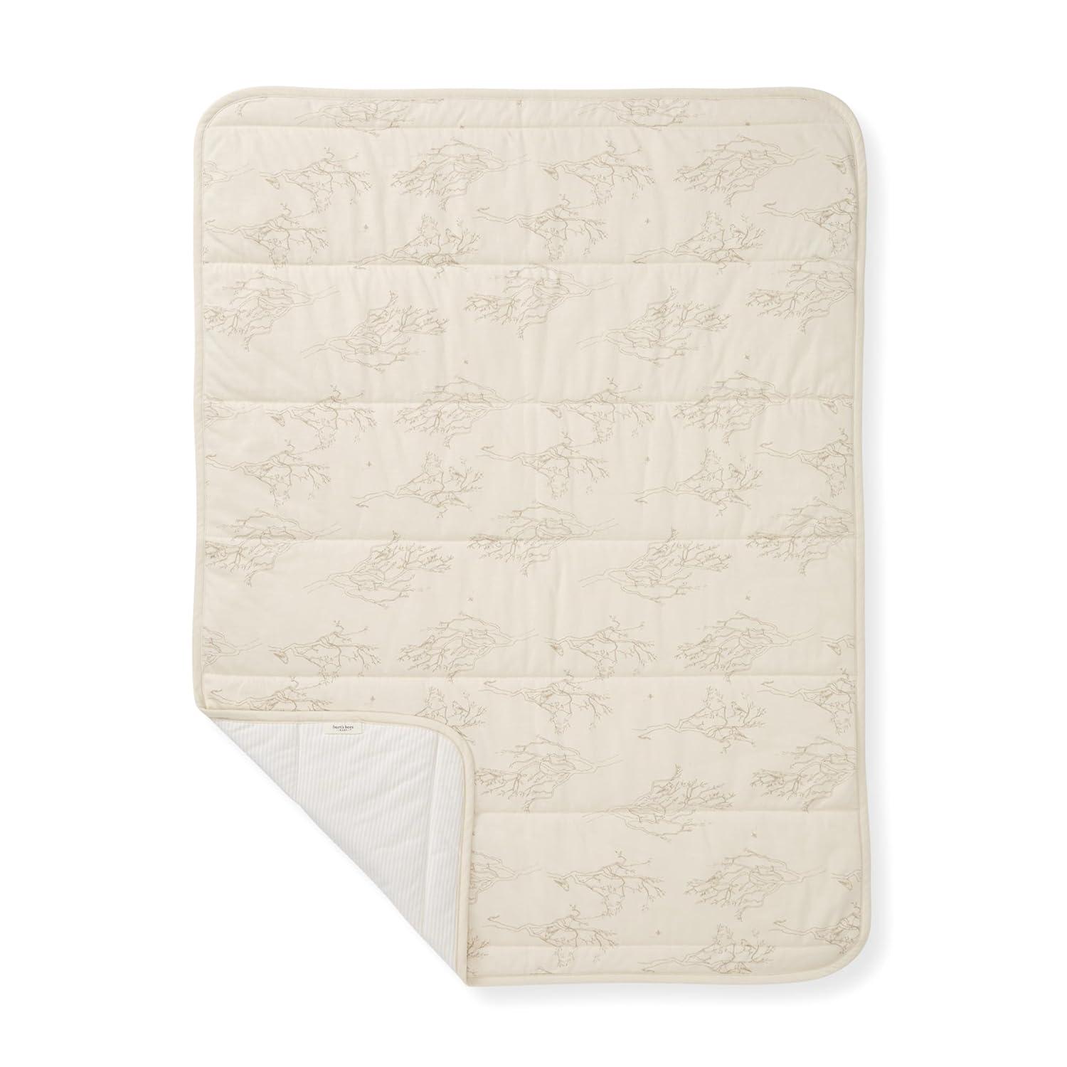 imageBurts Bees Baby Infant Reversible Blankets 100 Organic Cotton GOTS Certified  Pine Forest Prints with Quilting Pattern Soft Nursery Blanket with 100 Polyester Fill for Size 30 x 40 InchSwaying Branches Oat