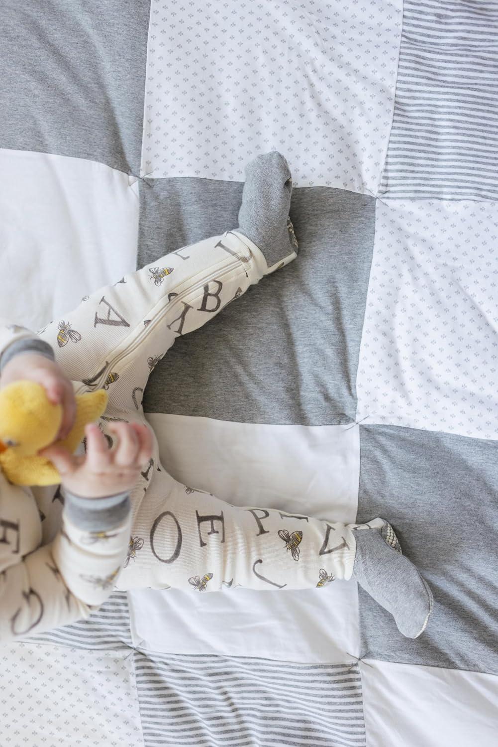 imageBurts Bees Baby Infant Reversible Blankets 100 Organic Cotton GOTS Certified  Pine Forest Prints with Quilting Pattern Soft Nursery Blanket with 100 Polyester Fill for Size 30 x 40 InchHeather Grey Dottie Bee
