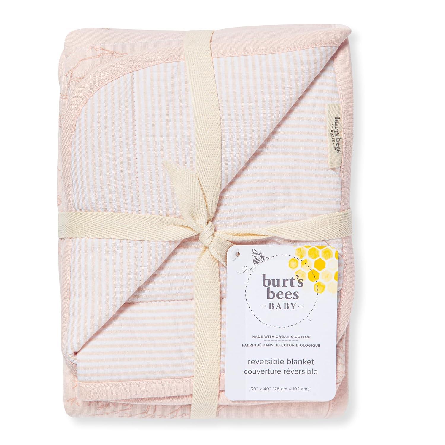 imageBurts Bees Baby Infant Reversible Blankets 100 Organic Cotton GOTS Certified  Pine Forest Prints with Quilting Pattern Soft Nursery Blanket with 100 Polyester Fill for Size 30 x 40 InchSwaying Branches Pink