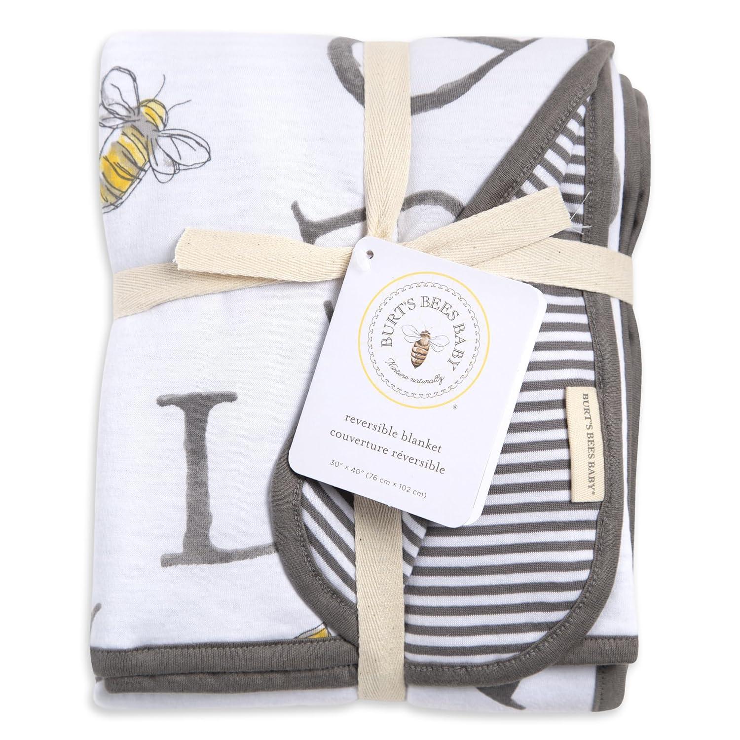 imageBurts Bees Baby Infant Reversible Blankets 100 Organic Cotton GOTS Certified  Pine Forest Prints with Quilting Pattern Soft Nursery Blanket with 100 Polyester Fill for Size 30 x 40 InchAbeec