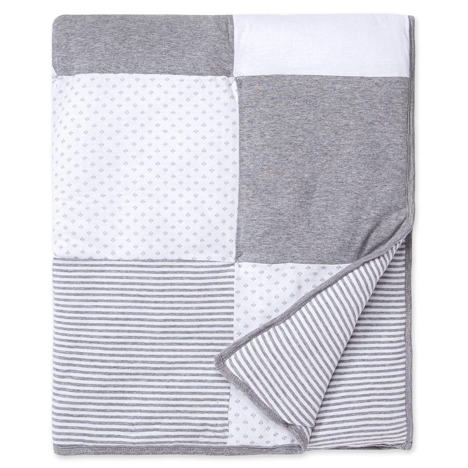 imageBurts Bees Baby Infant Reversible Blankets 100 Organic Cotton GOTS Certified  Pine Forest Prints with Quilting Pattern Soft Nursery Blanket with 100 Polyester Fill for Size 30 x 40 InchHeather Grey Dottie Bee