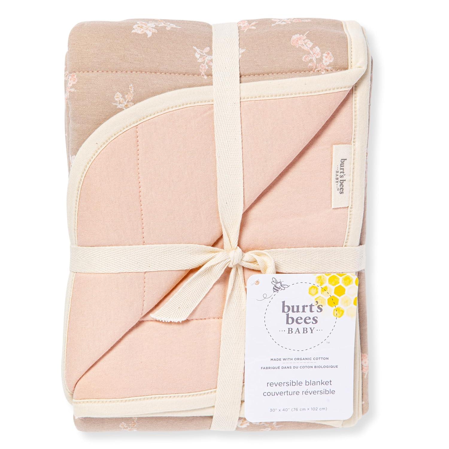 imageBurts Bees Baby Infant Reversible Blankets 100 Organic Cotton GOTS Certified  Pine Forest Prints with Quilting Pattern Soft Nursery Blanket with 100 Polyester Fill for Size 30 x 40 InchWhimsical Floral