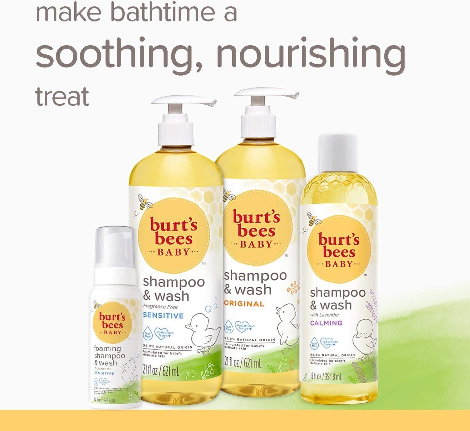 imageBurts Bees Baby Shampoo and Wash Set 2in1 Natural Origin Plant Based Formula for Sensitive Skin Original Fresh Scent TearFree Paraben Free Pediatrician Tested 3 Bottles 63 oz 21 oz 3Pack