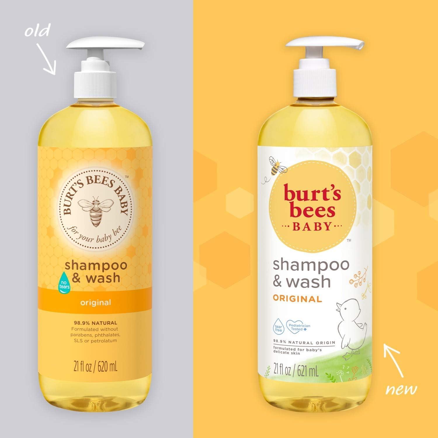 imageBurts Bees Baby Shampoo and Wash Set 2in1 Natural Origin Plant Based Formula for Sensitive Skin Original Fresh Scent TearFree Paraben Free Pediatrician Tested 3 Bottles 63 oz 21 oz 3Pack