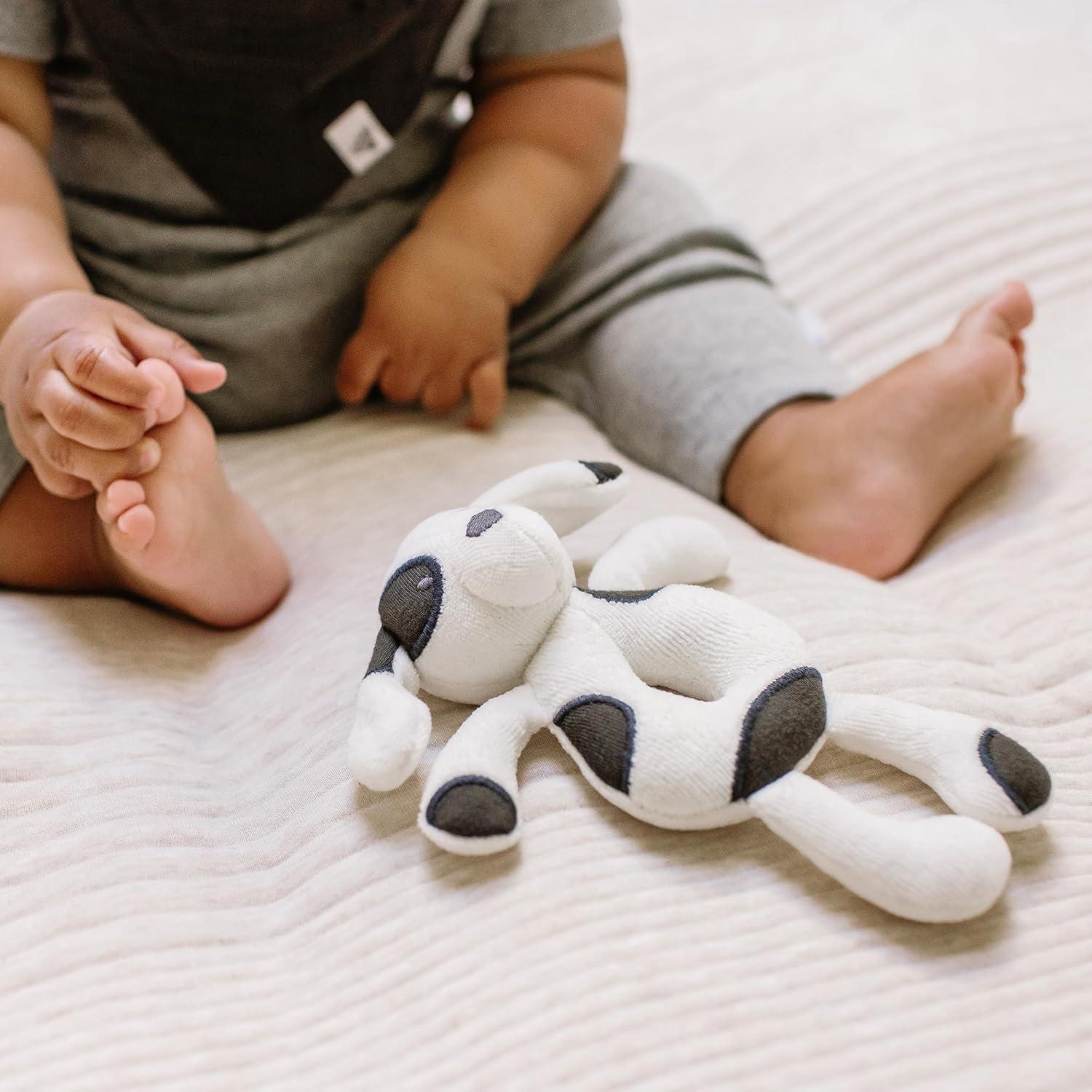 imageBurts Bees Baby Unisex Infant Rattle Toy Nursery Sensory Animal Plush Made with 100 Organic Cotton Shell and Polyester Fill Sweet Bear Bunny or Dog Stuffed Animals for BabiesPuppy Rattle