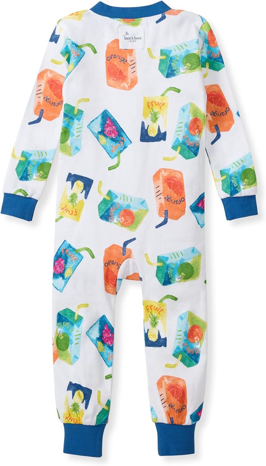 imageBurts Bees Baby babyboys Footless Sleepers 100 Organic Cotton Onepiece Diagonal Zip Up Jumpsuit Snug Fit PajamasJuice Box