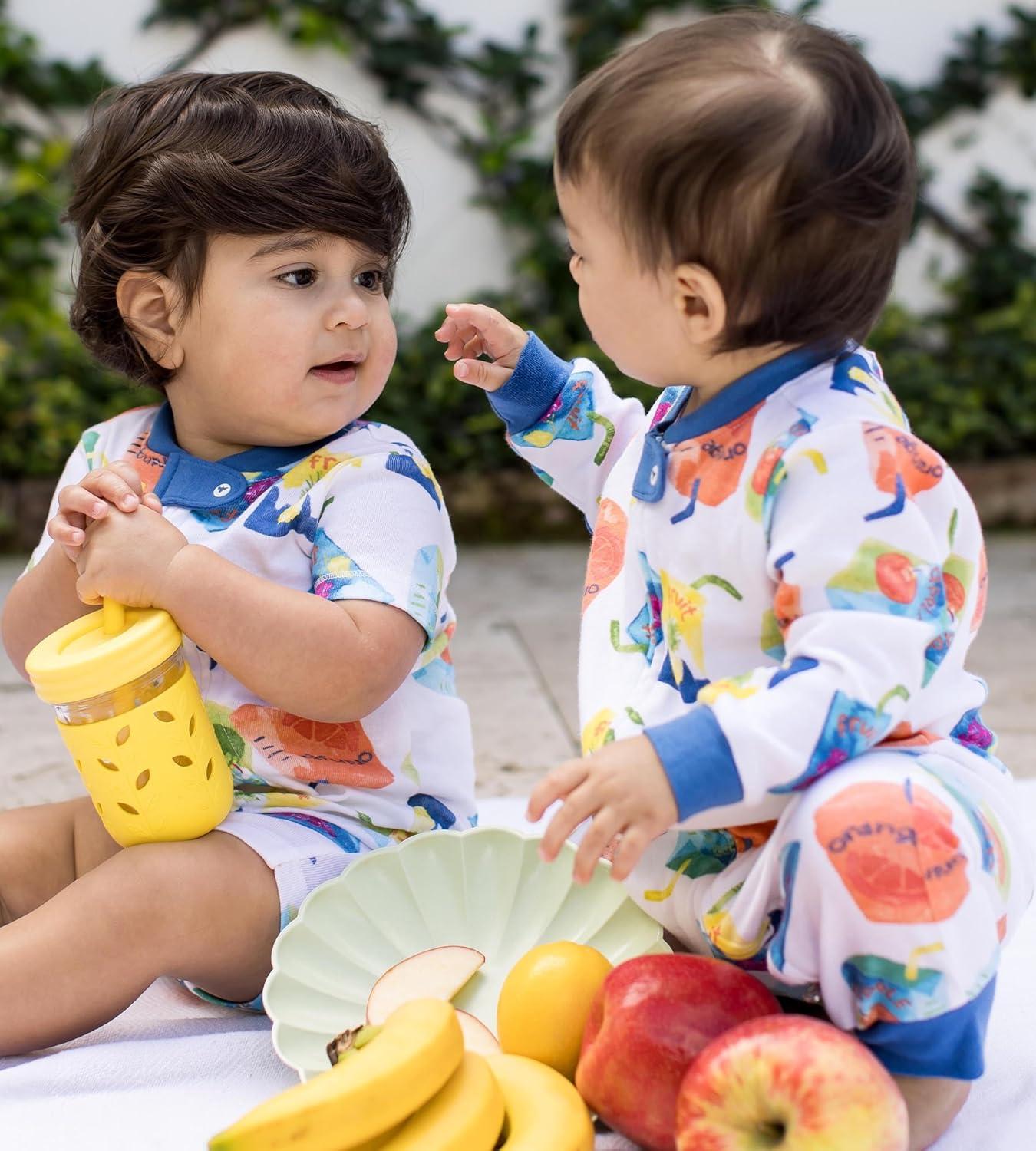 imageBurts Bees Baby babyboys Footless Sleepers 100 Organic Cotton Onepiece Diagonal Zip Up Jumpsuit Snug Fit PajamasJuice Box