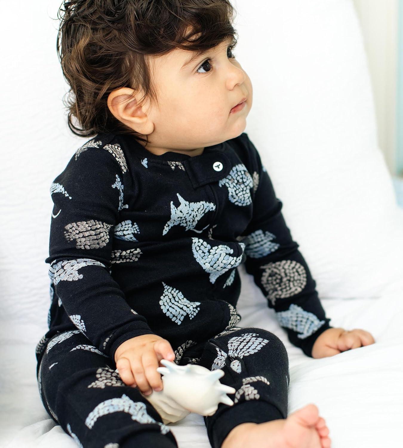 imageBurts Bees Baby babyboys Footless Sleepers 100 Organic Cotton Onepiece Diagonal Zip Up Jumpsuit Snug Fit PajamasMosaic Sea Animals