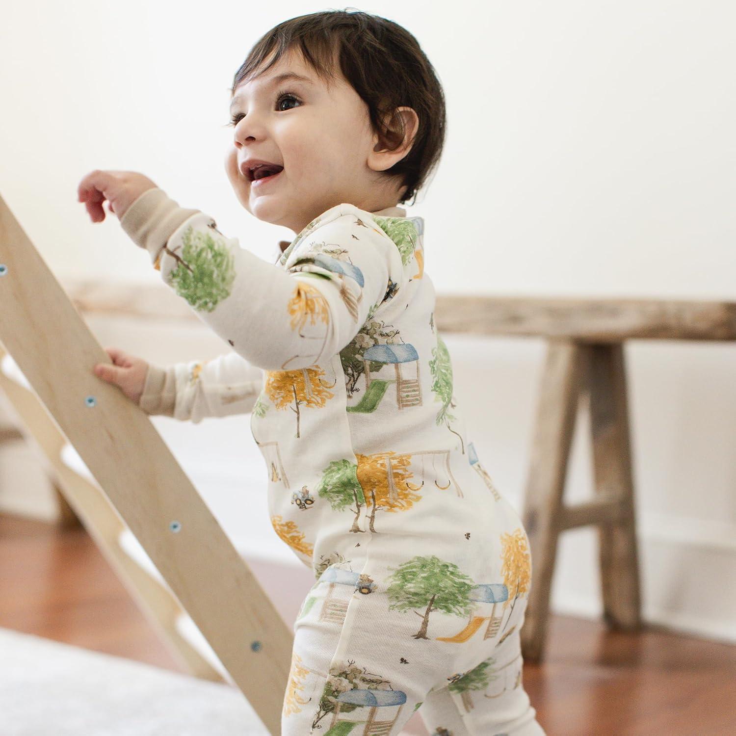 imageBurts Bees Baby babyboys Footless Sleepers 100 Organic Cotton Onepiece Diagonal Zip Up Jumpsuit Snug Fit PajamasPlayground