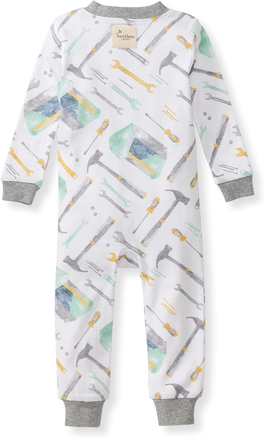 imageBurts Bees Baby babyboys Footless Sleepers 100 Organic Cotton Onepiece Diagonal Zip Up Jumpsuit Snug Fit PajamasTool Box