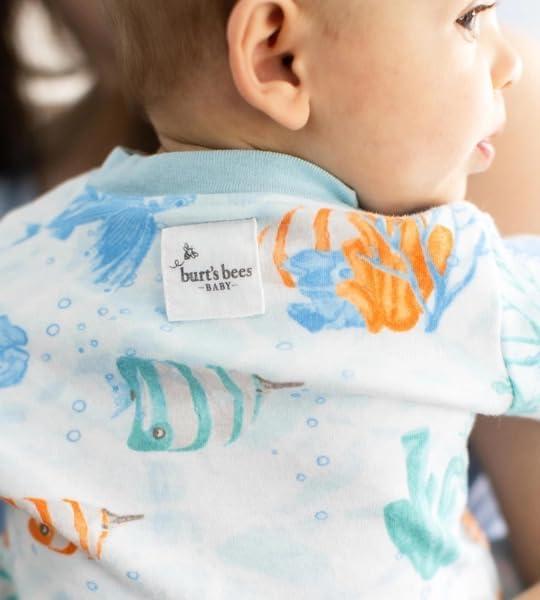 imageBurts Bees Baby babyboys Footless Sleepers 100 Organic Cotton Onepiece Diagonal Zip Up Jumpsuit Snug Fit PajamasUnder the Sea