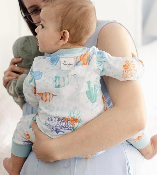 imageBurts Bees Baby babyboys Footless Sleepers 100 Organic Cotton Onepiece Diagonal Zip Up Jumpsuit Snug Fit PajamasUnder the Sea