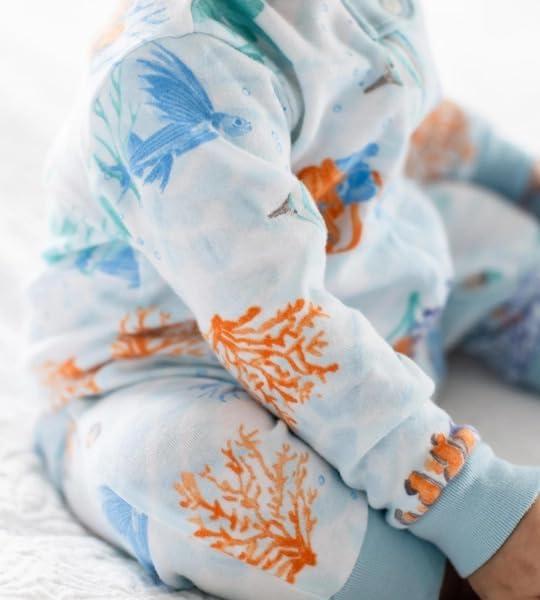 imageBurts Bees Baby babyboys Footless Sleepers 100 Organic Cotton Onepiece Diagonal Zip Up Jumpsuit Snug Fit PajamasUnder the Sea