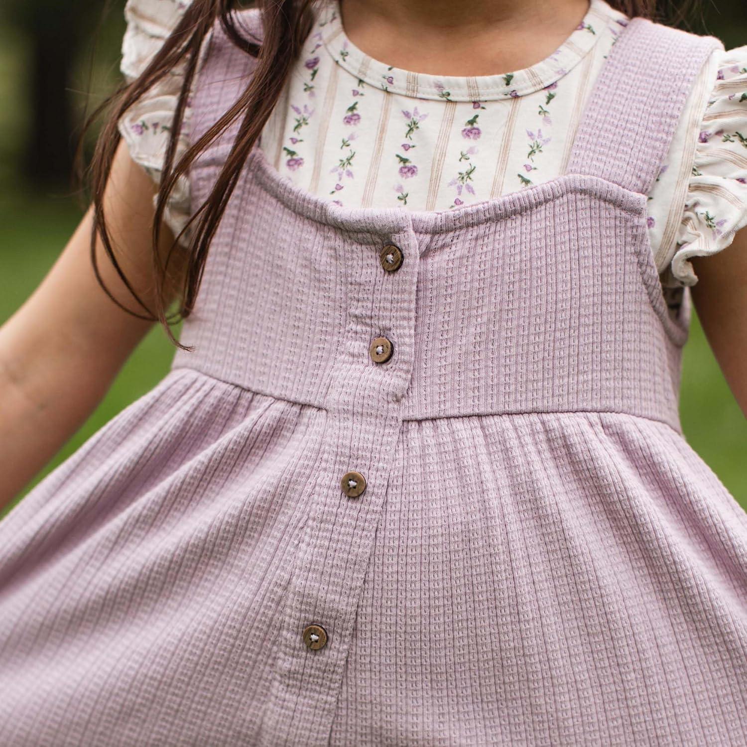 imageBurts Bees Baby babygirls Dress Set Infant ampamp Toddler Short ampamp Longsleeve 100 Organic CottonFarmhouse Floral