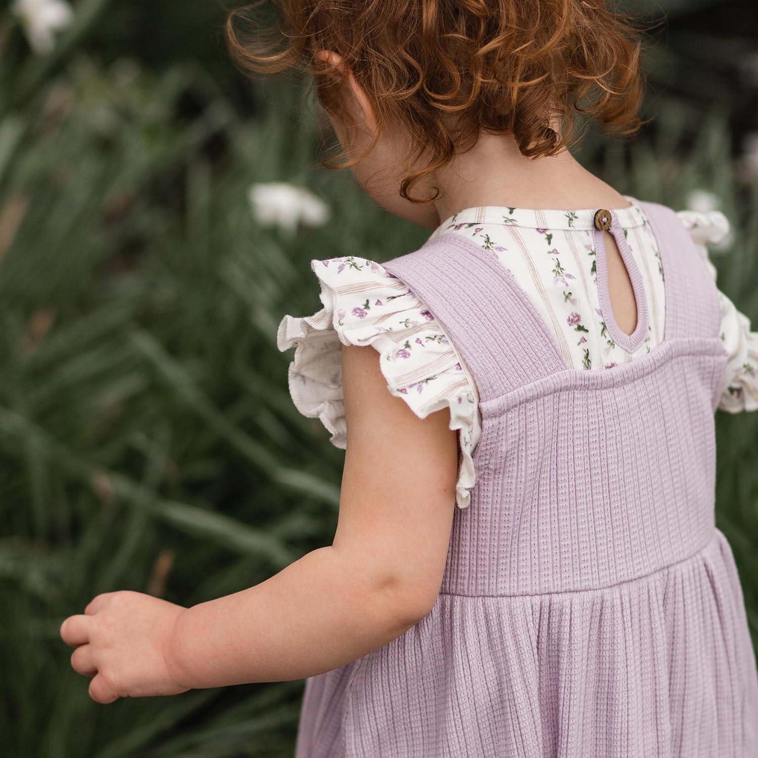 imageBurts Bees Baby babygirls Dress Set Infant ampamp Toddler Short ampamp Longsleeve 100 Organic CottonFarmhouse Floral