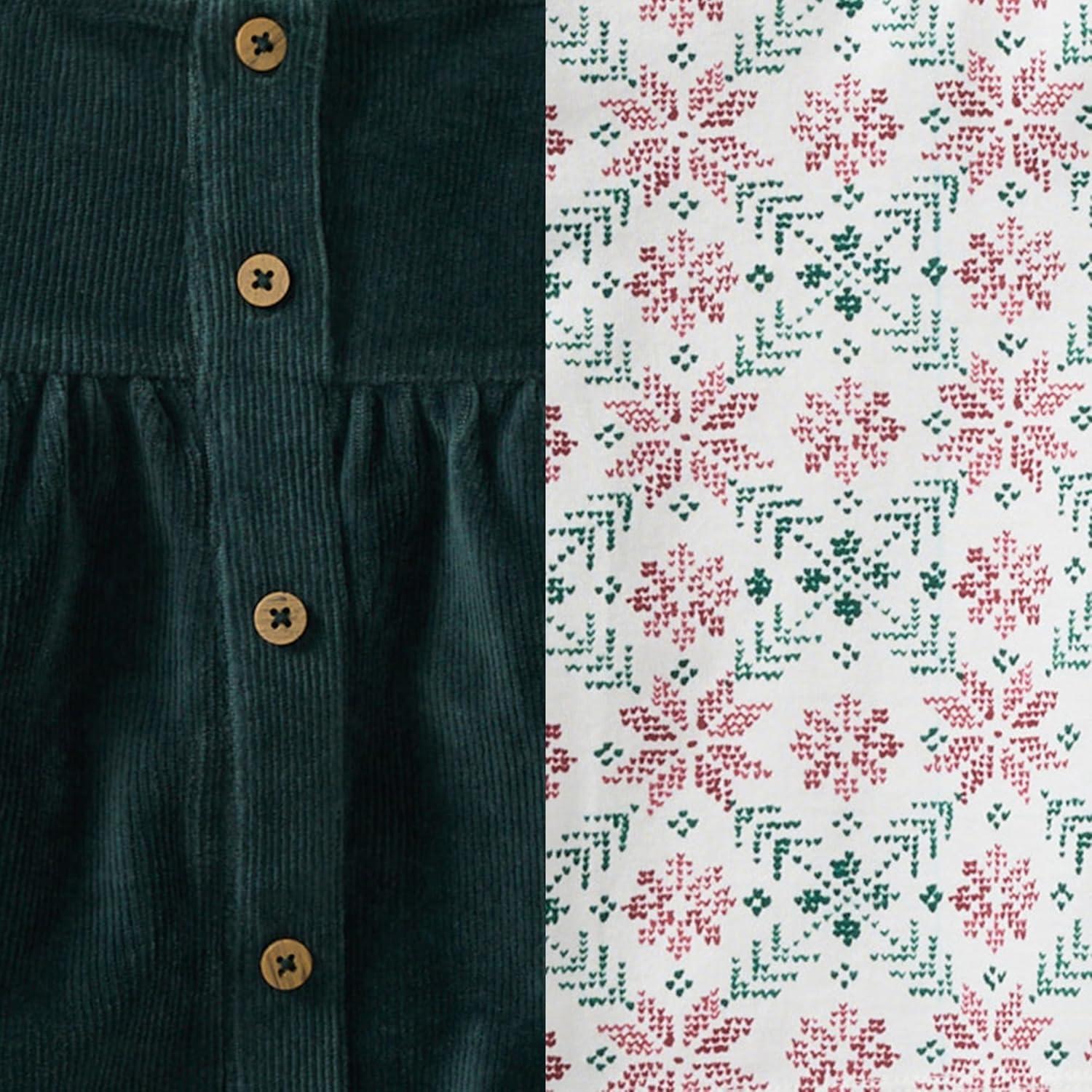 imageBurts Bees Baby babygirls Dress Set Infant ampamp Toddler Short ampamp Longsleeve 100 Organic CottonPoinsettia Fair Isle