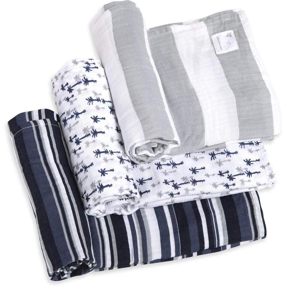 imageBurts Bees Baby  Swaddles Muslin Cotton Baby Blankets 3Pack Multipurpose Lightweight ampamp Breathable 100 Organic CottonBreezy Palms