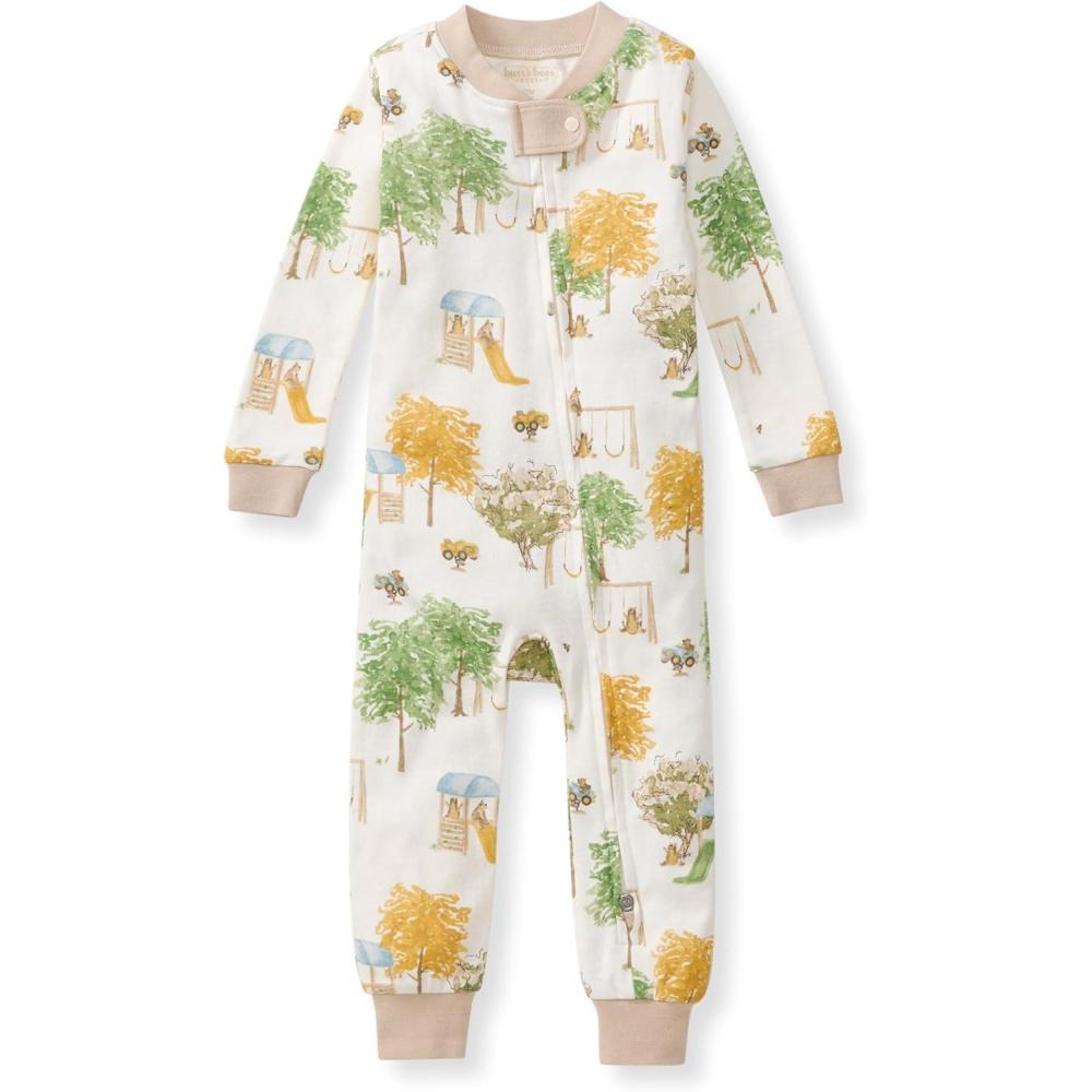 imageBurts Bees Baby babyboys Footless Sleepers 100 Organic Cotton Onepiece Diagonal Zip Up Jumpsuit Snug Fit PajamasPlayground