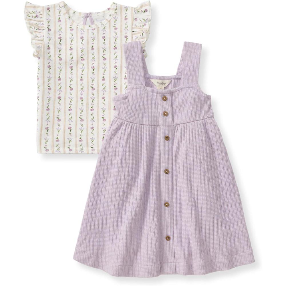 imageBurts Bees Baby babygirls Dress Set Infant ampamp Toddler Short ampamp Longsleeve 100 Organic CottonFarmhouse Floral