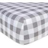 imageBurts Bees Baby  Fitted Crib Sheet Girls Boys ampamp Unisex 100 Organic Cotton Crib Sheet for Standard Crib ampamp Toddler Mattresses Pack of 2Grey Check