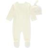imageBurts Bees Baby Jumpsuit 100 Organic Cotton Onepiece Outfit Coverall With HatEggshell Velour