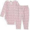 imageBurts Bees Baby Unisex Bodysuit and Pant Set 100 Organic CottonRose Herringbone