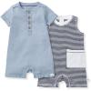 imageBurts Bees Baby Baby Boys Rompers 100 Organic Cotton Onepiece Coverall and Layette 2pack SetClassic Stripe 2pk