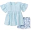 imageBurts Bees Baby Baby Girls Top and Shorts Set Tunic and Shorts Bundle 100 Organic CottonBlue Herizon