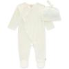 imageBurts Bees Baby Jumpsuit 100 Organic Cotton Onepiece Outfit Coverall With HatEggshell Velour
