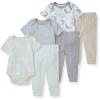 imageBurts Bees Baby Unisex Baby 6Piece Bodysuit and Pant Set 100 Organic Cotton Infant Outfit Baby EssentialsBlue 6piece Set