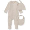 imageBurts Bees Baby Unisex Baby Jumpsuit Set 100 Organic Cotton 3Piece Gift Outfit Coverall with Matching Hat and BibLimestone 3pc Set