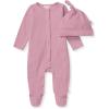 imageBurts Bees Baby babygirls Jumpsuit 100 Organic Cotton Onepiece Outfit Coverall With HatPurple Ribbed Set