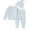 imageBurts Bees Baby babygirls Unisex Baby Take Me Home Set 3piece Top Pant and Hat BundleOcean Raised Terry