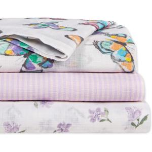 imageBurts Bees Baby  Swaddles Muslin Cotton Baby Blankets 3Pack Multipurpose Lightweight ampamp Breathable 100 Organic CottonRainbow Butterflies