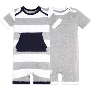 imageBurts Bees Baby Baby Boys Rompers 100 Organic Cotton Onepiece Coverall and Layette 2pack SetHeather Grey Pocket