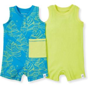 imageBurts Bees Baby Baby Boys Rompers 100 Organic Cotton Onepiece Coverall and Layette 2pack SetTransparent Jungle