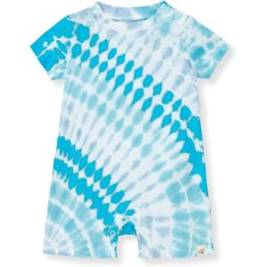 imageBurts Bees Baby Baby Boys Short Sleeve Rompers 100 Organic Cotton OnePiece Coverall and Layette SetTropical Blue Tie Dye