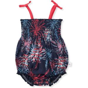 imageBurts Bees Baby Baby Girls Strap Romper 100 Organic Cotton Onepiece Bubble Shortall and Layette Set Girl OutfitCelebrate America