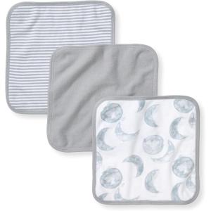 imageBurts Bees Baby Infant Washcloths 100 Organic Cotton Soft and Super Absorbent Knit Terry ampamp Woven Terry Wash ClothLight Blue Hello Moon