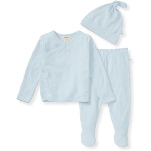 imageBurts Bees Baby babygirls Unisex Baby Take Me Home Set 3piece Top Pant and Hat BundleOcean Raised Terry