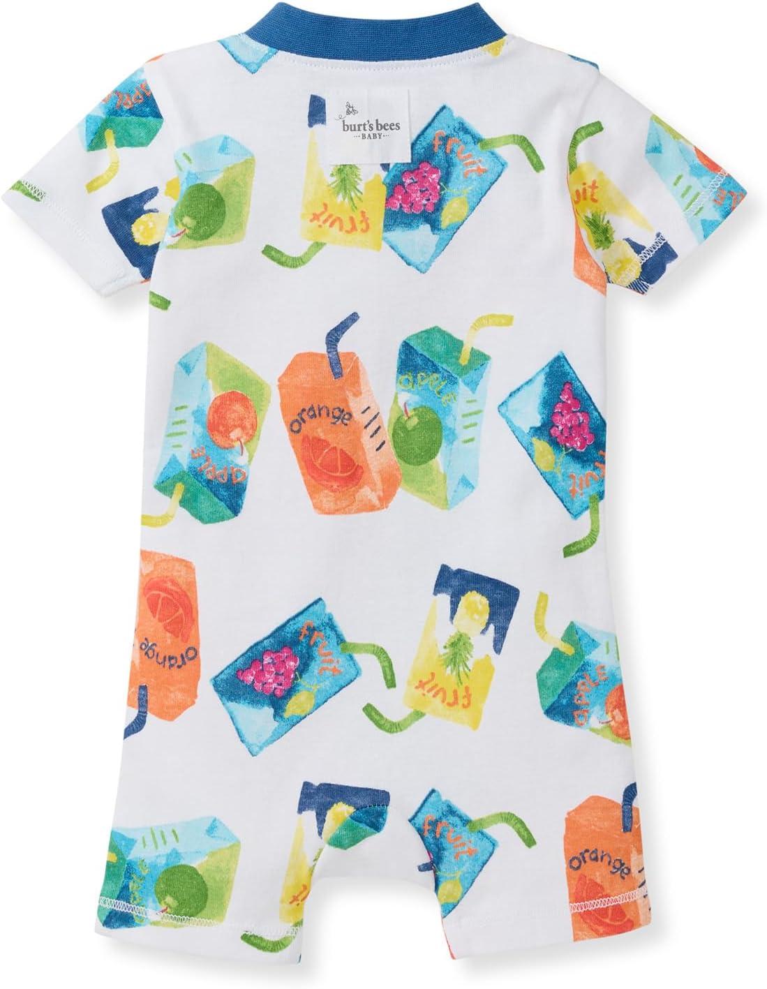 imageBurts Bees Baby babygirls Short Sleeve Pajamas Onepiece Sleeper Romper Pjs Snug Fit for Infants 3 to 24 MonthsJuice Box