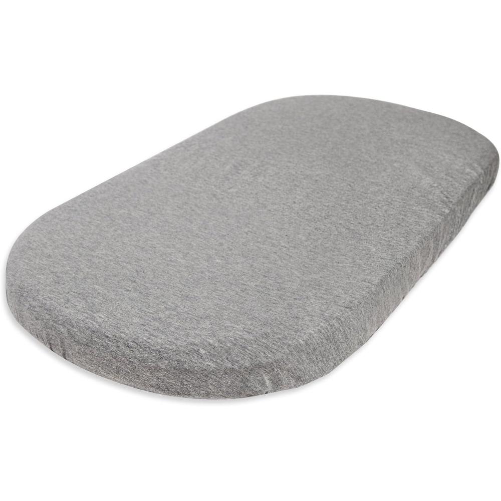 imageBassinet Sheet Infant Fitted BEESNUG Cover 100 Organic Cotton Soft Unisex Newborn Essentials for All Standard Oval or Rectangle Bassinet Bed Pads or Mattresses  15 x 33 InchesHeather Grey