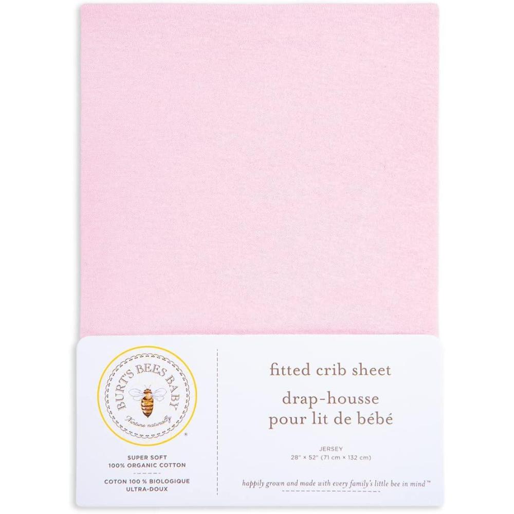 imageBurts Bees Baby  Fitted Crib Sheet Girls Boys ampamp Unisex 100 Organic Cotton Crib Sheet for Standard Crib ampamp Toddler Mattresses Pack of 2Pink Solid