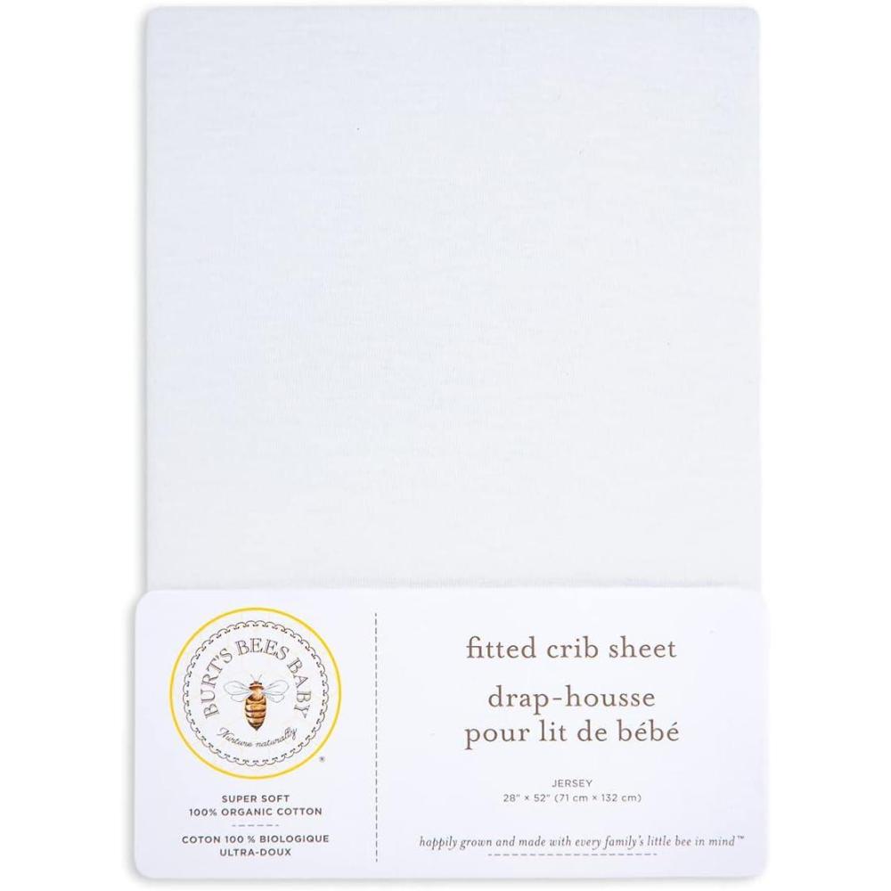 imageBurts Bees Baby  Fitted Crib Sheet Girls Boys ampamp Unisex 100 Organic Cotton Crib Sheet for Standard Crib ampamp Toddler Mattresses Pack of 2White Solid