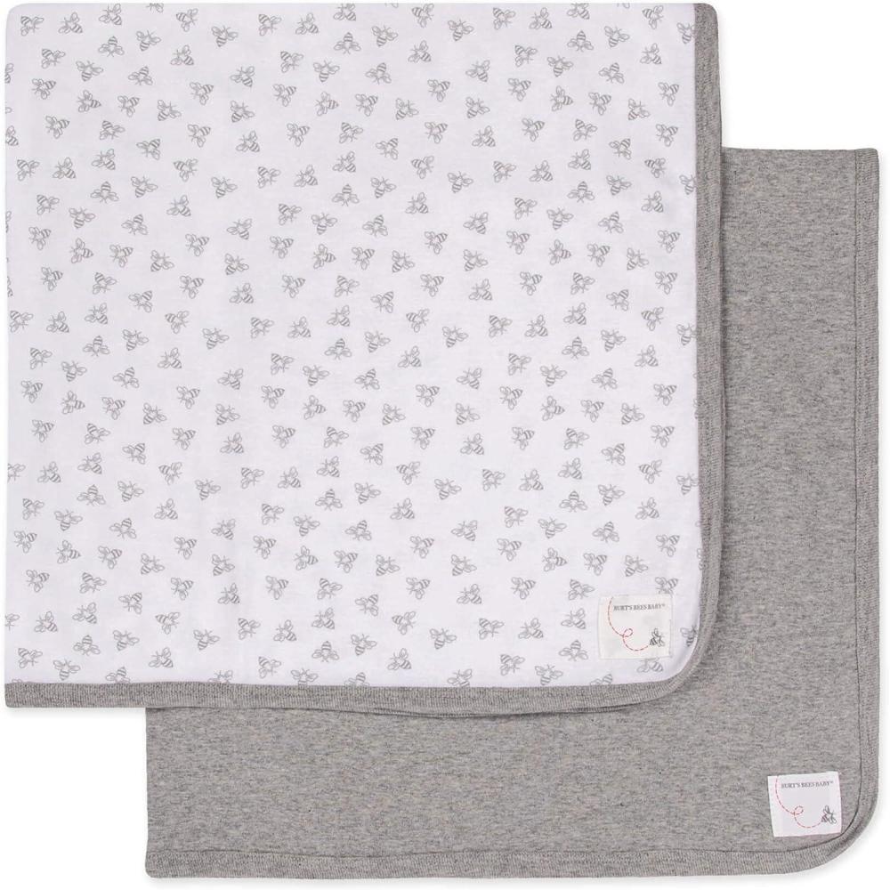 imageBurts Bees Baby Infant Receiving Blankets Made with 100 Organic Cotton Stretchy and Soft Honey Bee Newborn Swaddle Blanket  Size 29 x 29 Inches  2 Pack SetHeather Grey